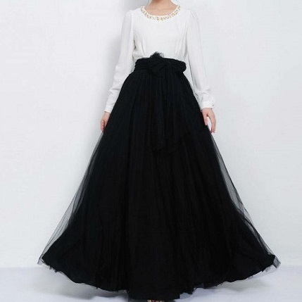 Black Bow Skirt & White Top